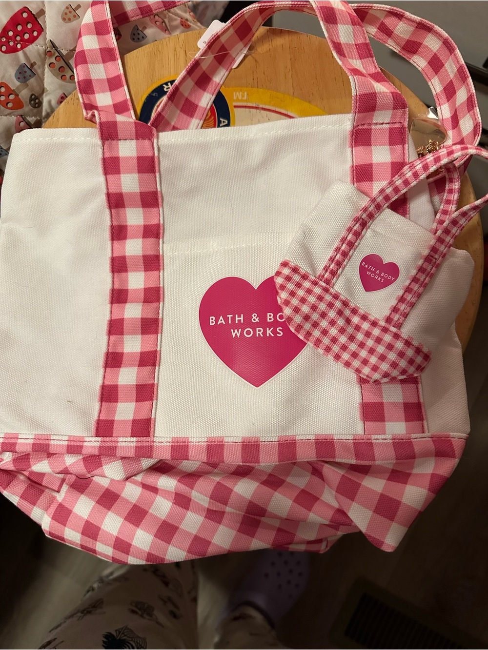 Bath & Body Works Pink Gingham Tote Bag